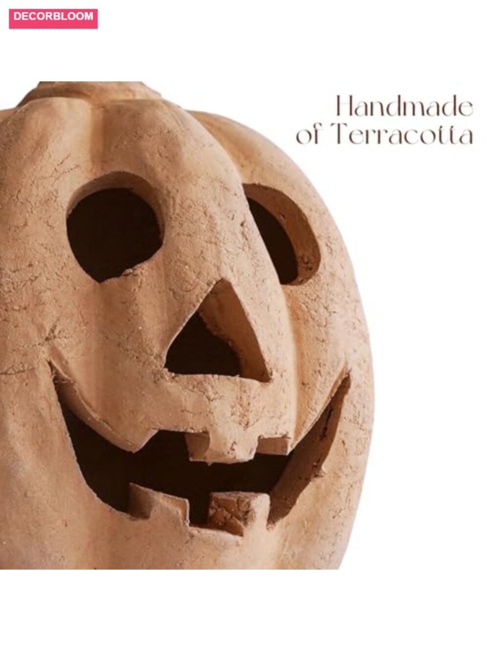 Handmade Terracotta Pumpkin Jack O' Lantern Fall Decor Indoor Outdoor - Picture 2 of 6
